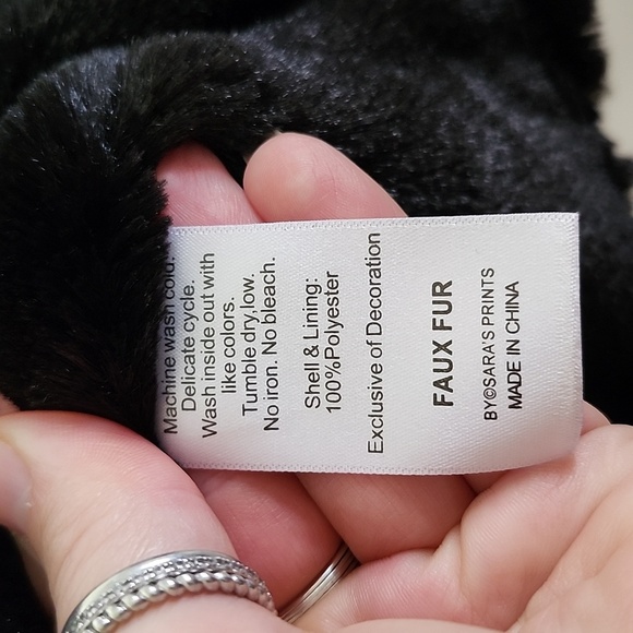 Widgeon Luxurious Black Faux Fur Coat With Sequin Vintage Coat Womens Large - Picture 6 of 8